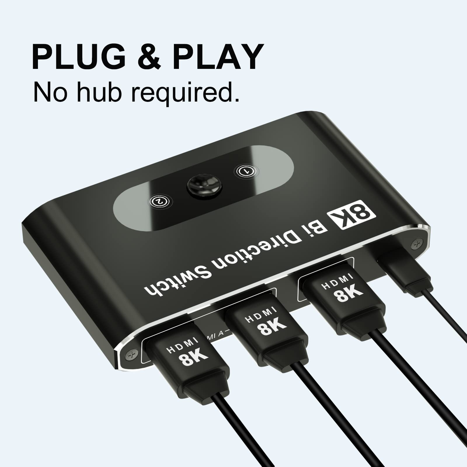 8K@60Hz HDMI Switch, Bi-Direzionale HDMI Splitter 2 in 1 Out & 1 in 2 Out, HDM Selector Switch Supporta 4K @120Hz 1080P@240Hz, 2 porte 48Gbps HDMI Switcher Compatibile XBox Roku TV Monitor Proiettore