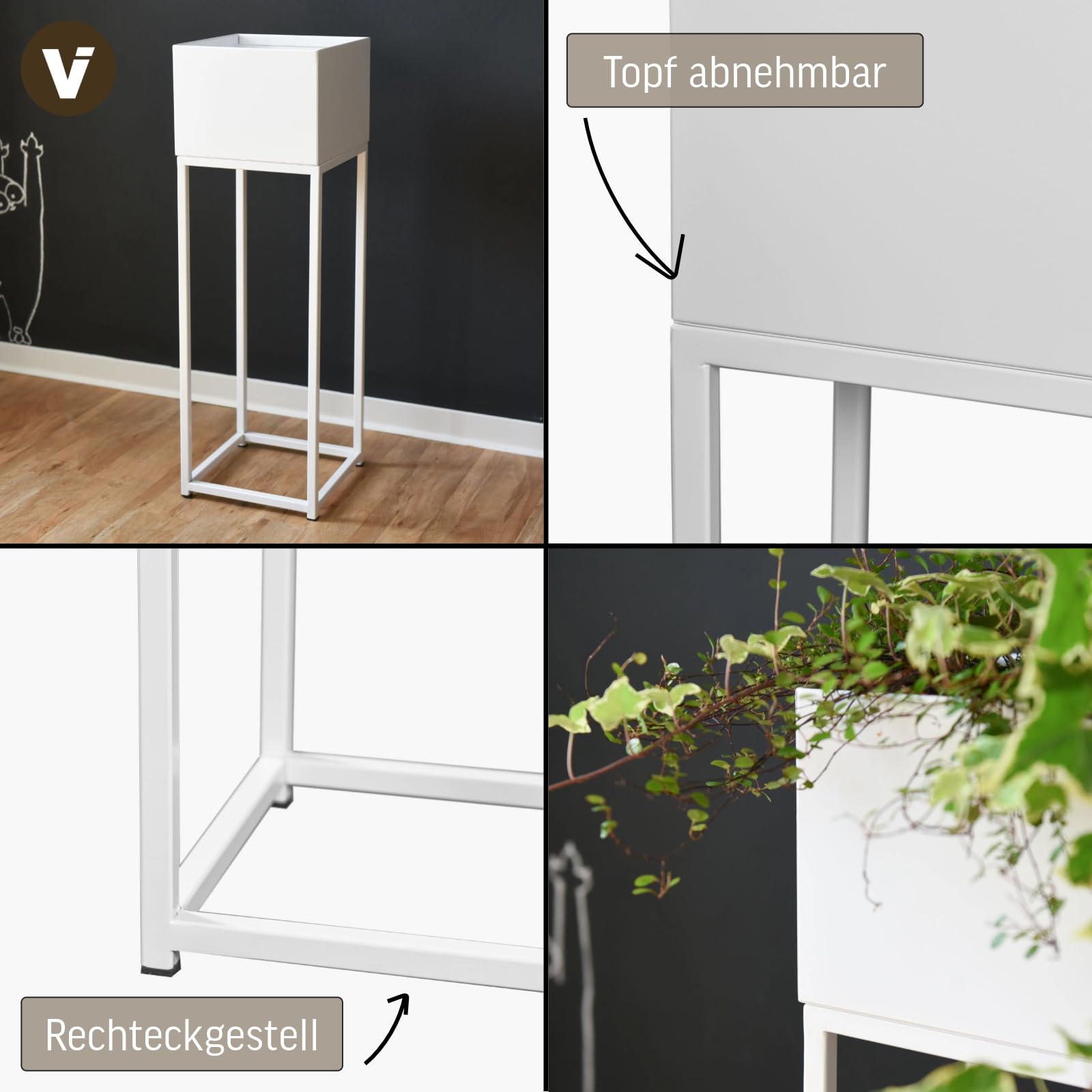 Blumentopf Auf Ständer, Mit Beinen, Füßen "Elevate Round" 79 Cm