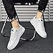 Men's Fashion Sneakers Simple Handmade Low Top Round-Toe Elastic Lace Up Slip on Casual Shoes Comfortable Classic Tennis Shoes (White,7)