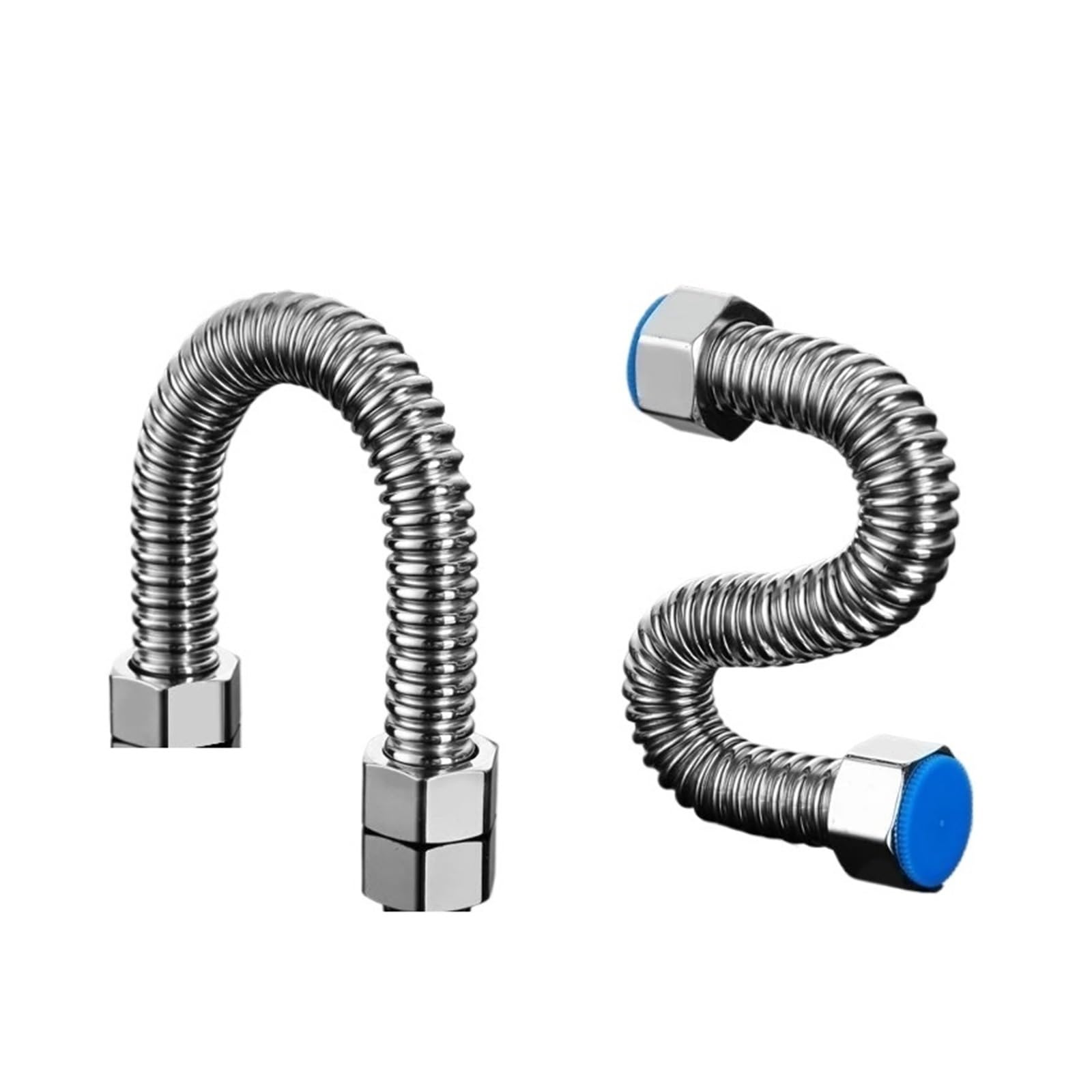 Genérico 304 Casa de acero inoxidable e inodoros agua Manguera de fontanería 1/2 ", calentador de baño conecta tuberías corrugadas con tubo de llave(300cm)
