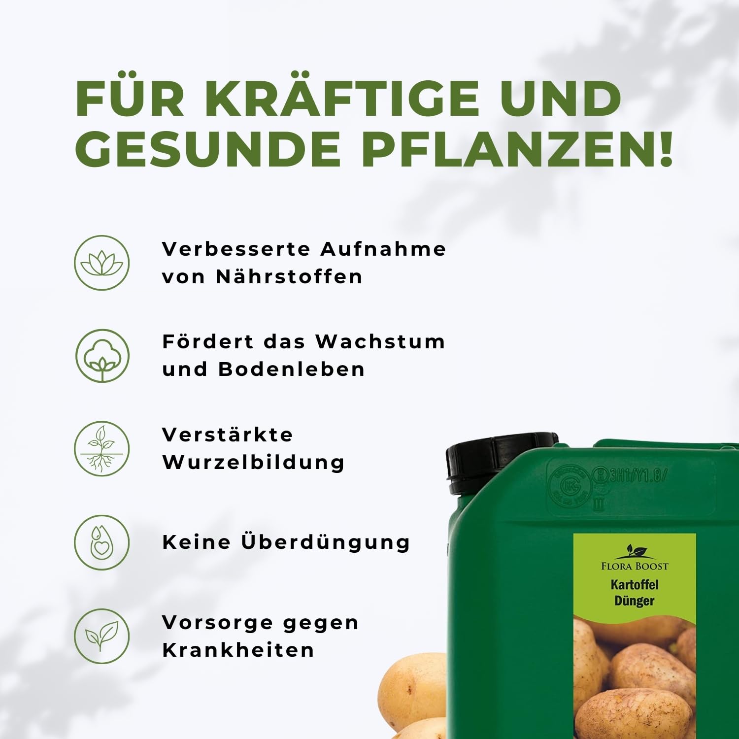 Konfitee Kartoffel Dünger Flora Boost 5000ml I Für bis zu 1000L Gießwasser I Gemüsedünger für Kartoffel Pflanzen I Flüssiger Blatt- & Wurzeldünger I 100% natürlicher Pflanzendünger