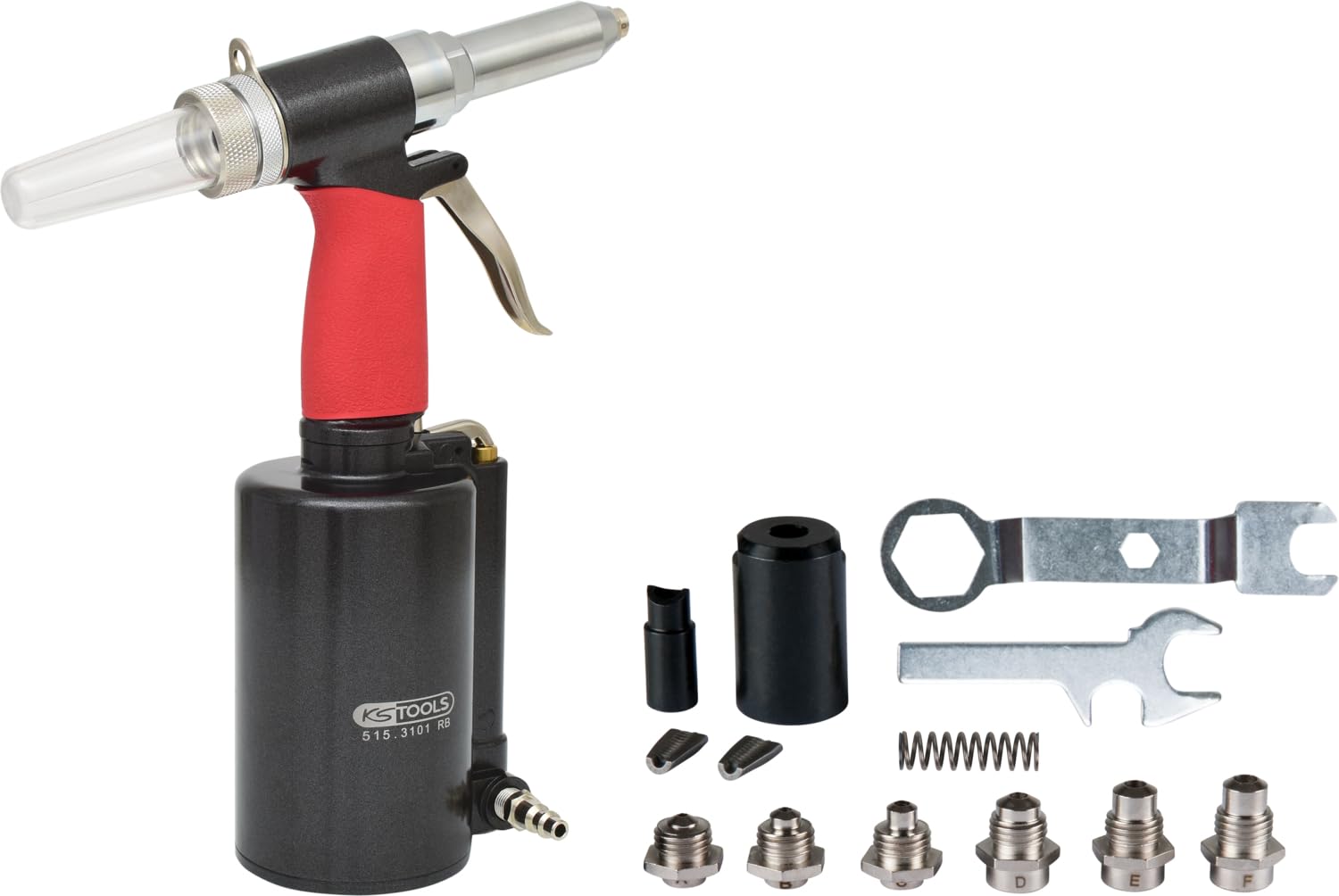 KS Tools 515.3101 Pistola neumática para remaches ciegos, 2,4-3,2-4-4,8-5,6-6,4mm | 515.3101, remachadora (aire comprimido)