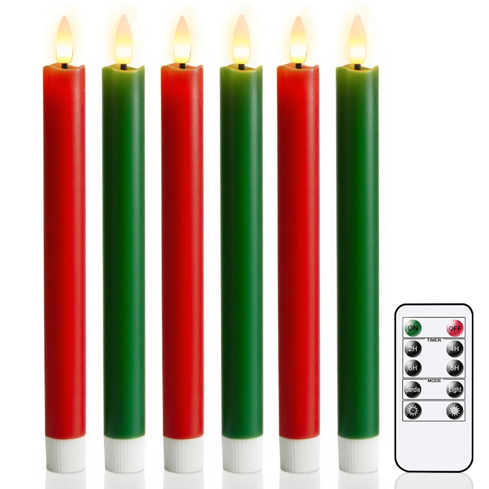 Eldnacele Flameless Flickering Taper Candles with 2 Remote Controls and Timer, Real Wax 3D Wick Light Window Candles Battery Operated Pack of 8, Christmas Home Wedding Decor (Ivory, 0.78 X 9.64 Inch) — view 18