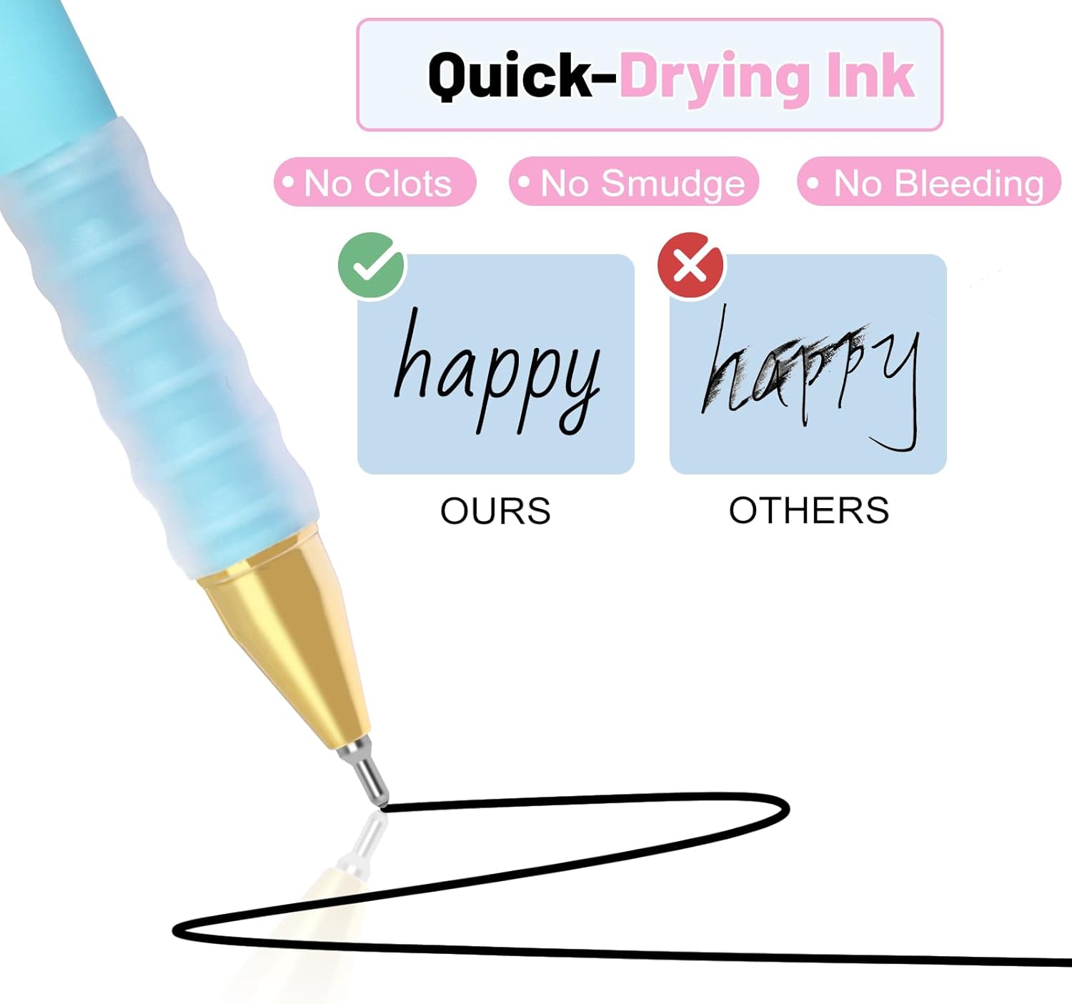 12 Pcs Smooth Writing Pens - 1.0mm Black Ink Ballpoint Pens with Super Soft Grip| Long Lasting Retractable Pen for School, Office & Home Supplies - Image 2