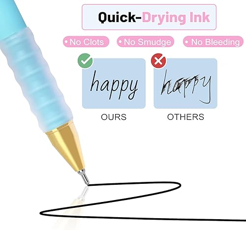 Miniatura 2 de 12 bolígrafos de escritura suave, bolígrafos de tinta negra de 0.039 pulgadas con agarre súper suave, bolígrafo retráctil de larga duración para