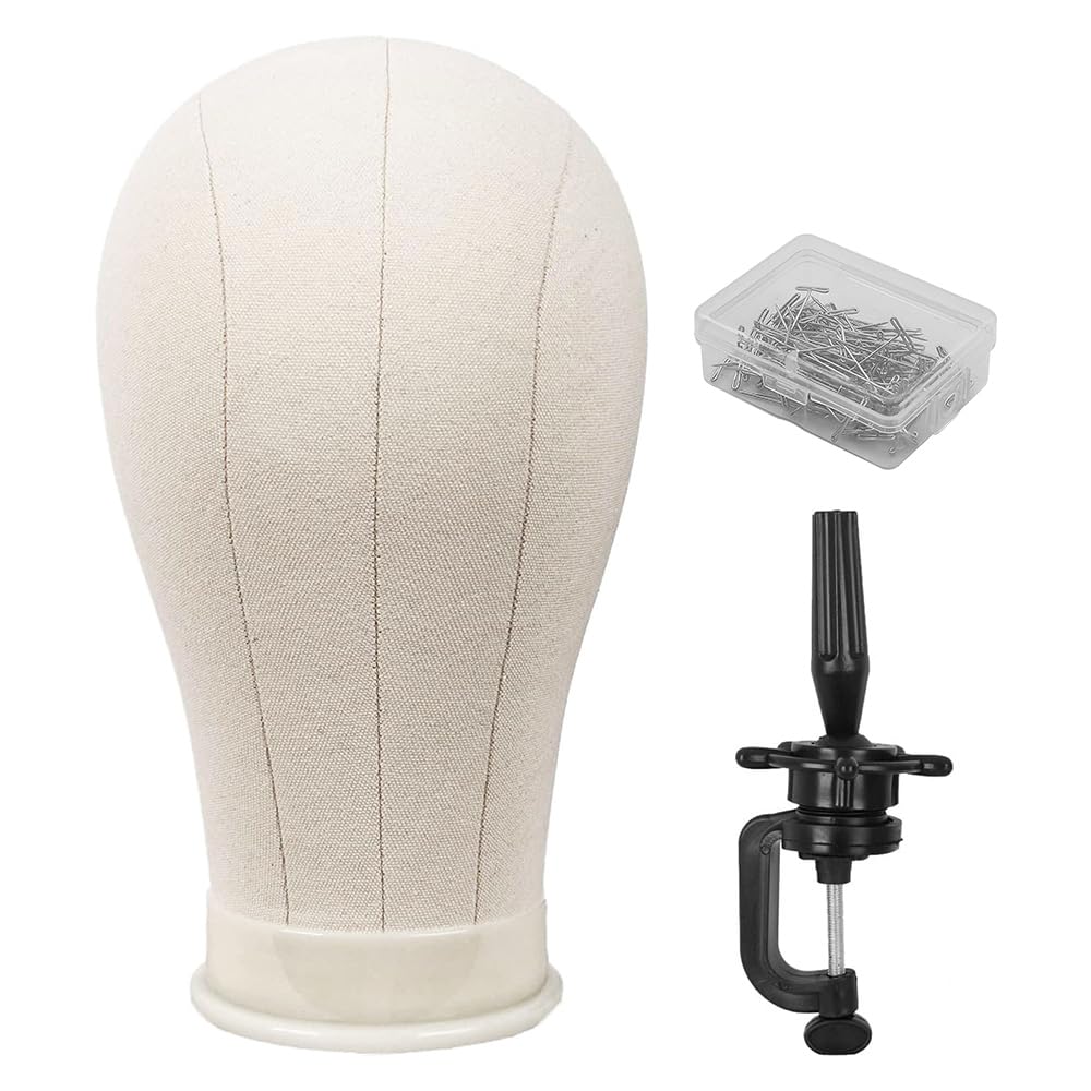 Cabeza de maniquí de lona premium de 22 pulgadas con soporte robusto para styling