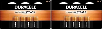 DURACELL Coppertop 9V Battery, Long-Lasting All-Purpose Alkaline 9V Batteries for Household and Office Devices, 4 Count Pack of 2
