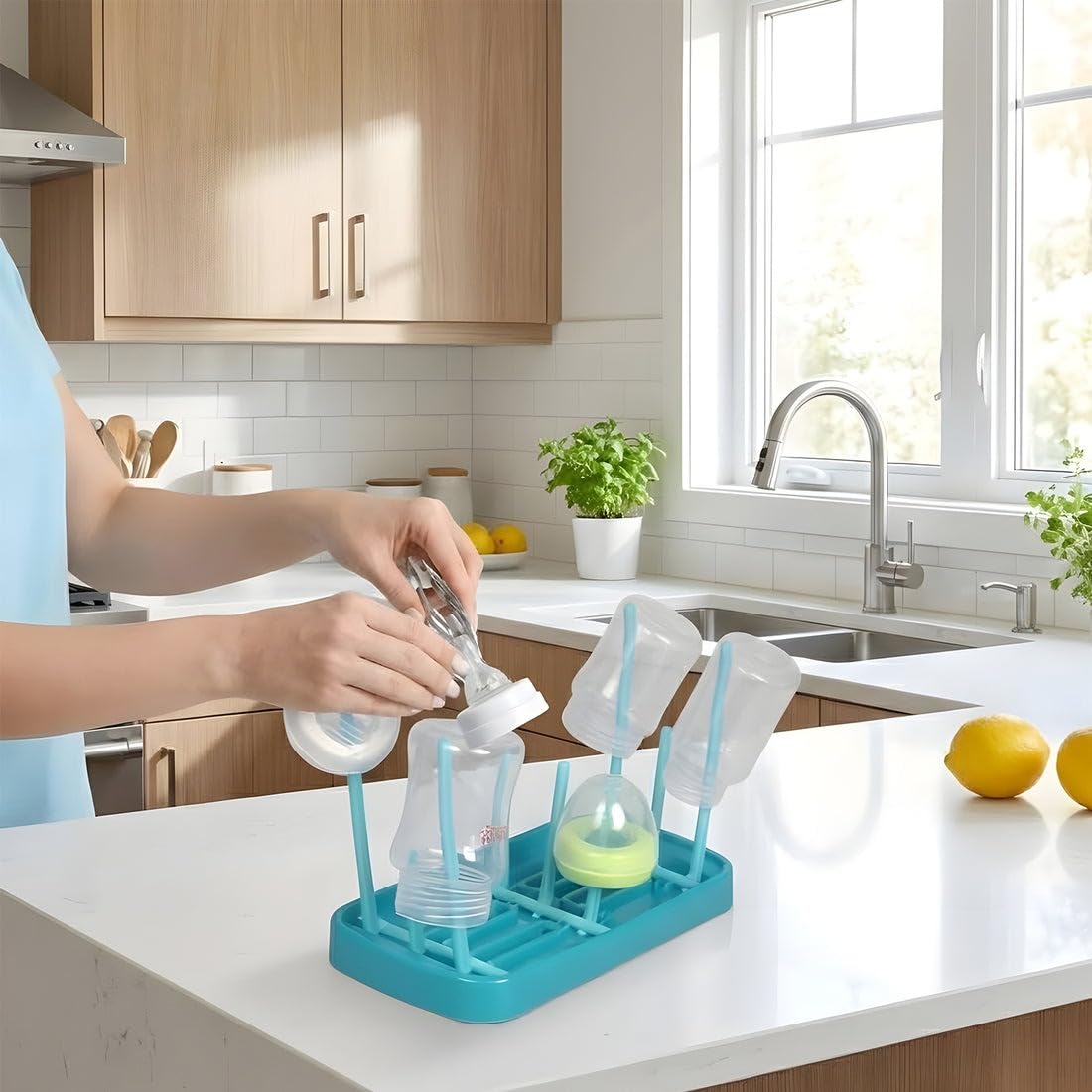 Mshine Baby Bottle Drying Rack | Quick Draining | High Temperature Sterilisation | Food-Grade Material | 24.5 x 18 cm Space-Saving Foldable-Multicolor [Pack of 1]