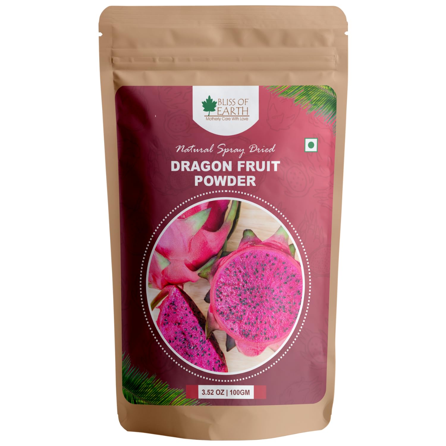 Bliss of Earth Pink Pitaya Powder, Dragon Fruit Powder For Baking & Drinks, Rich in Antioxidants, Ideal for Smoothies, Baking, and Health Drinks, 100gm