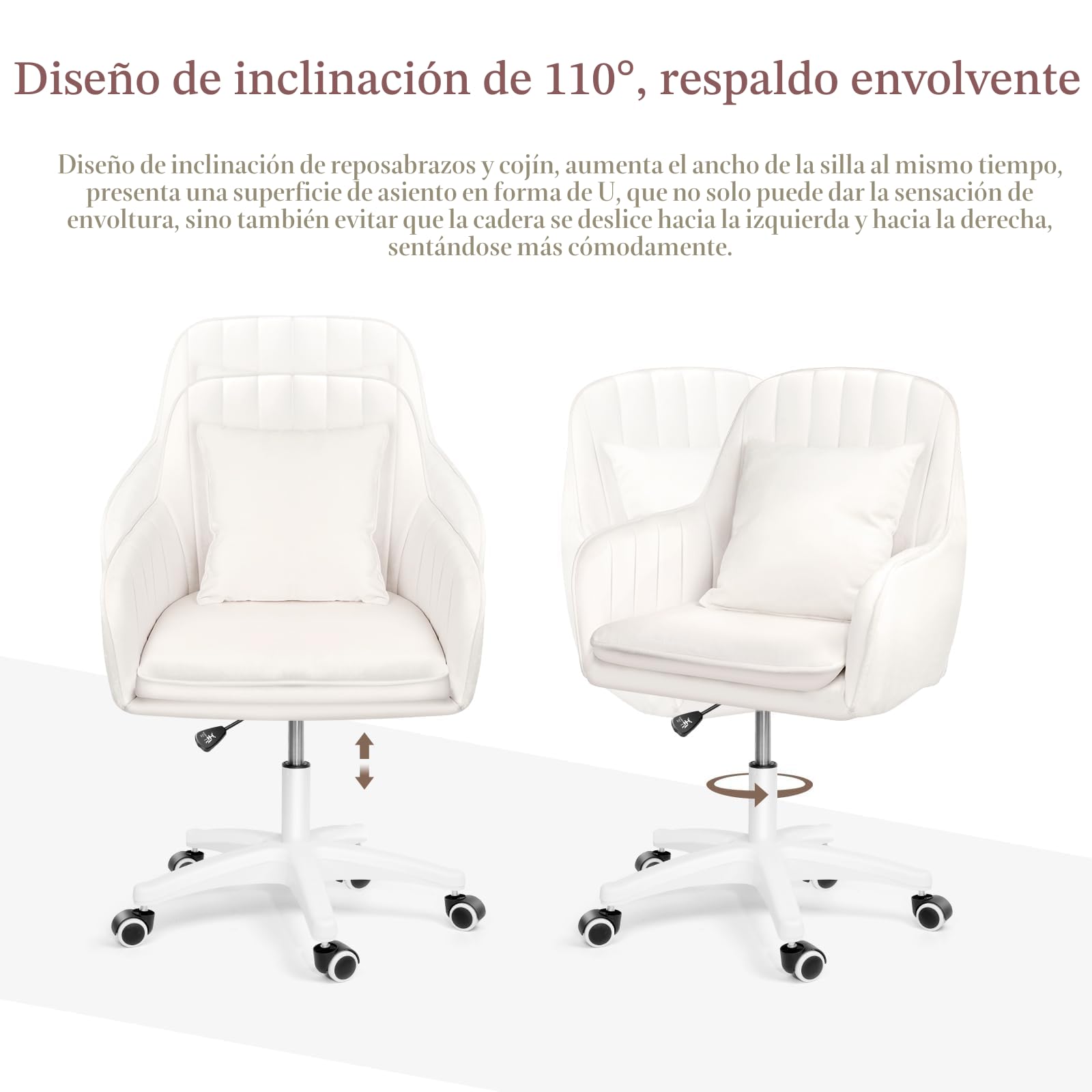 Silla de Oficina Bonita: Silla de Trabajo Ajustable, Moderna y cómoda, giratoria 360°, Respaldo Medio, Adecuada para la Oficina en casa y el salón.