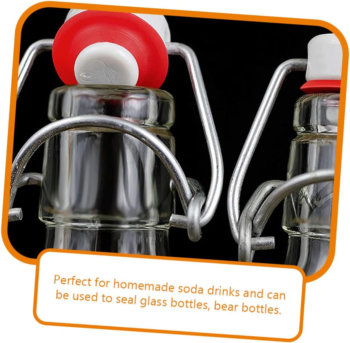 Beavorty 2pcs Stainless Steel Swing Flip Bottle Caps Leakproof Stoppers with Red Silicone Gaskets for Glass Homebrew and Craft Beer Bottling