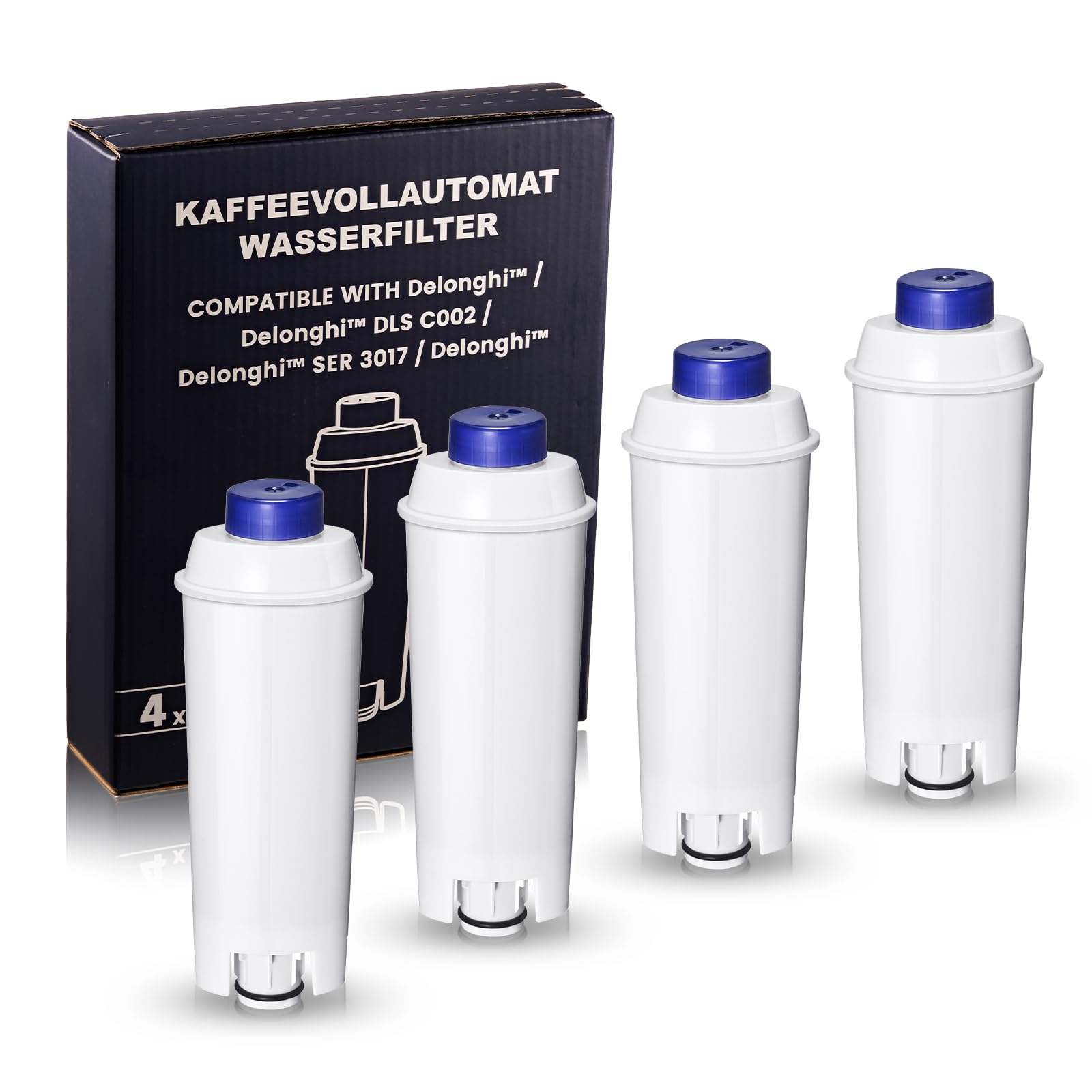 Mutital Filtro da caffè di ricambio per DeLonghi DLSC002, SER3017 e 5513292811 - Incluse Le Versioni di ECAM, Esam, Serie ETAM Cura e Protezione per le Macchine da Caffè (4 pezzi)