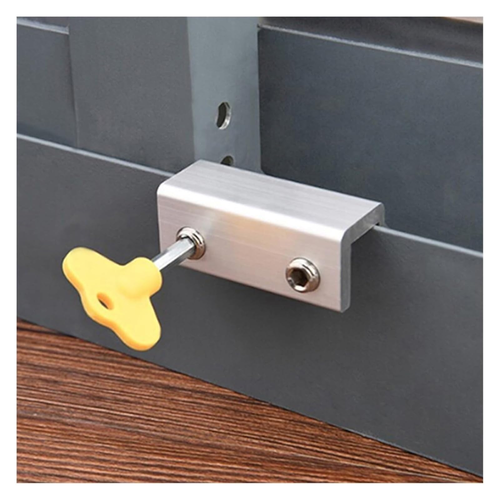 Butée de fenêtre, Serrure de porte/fenêtre en aluminium avec clé argentée