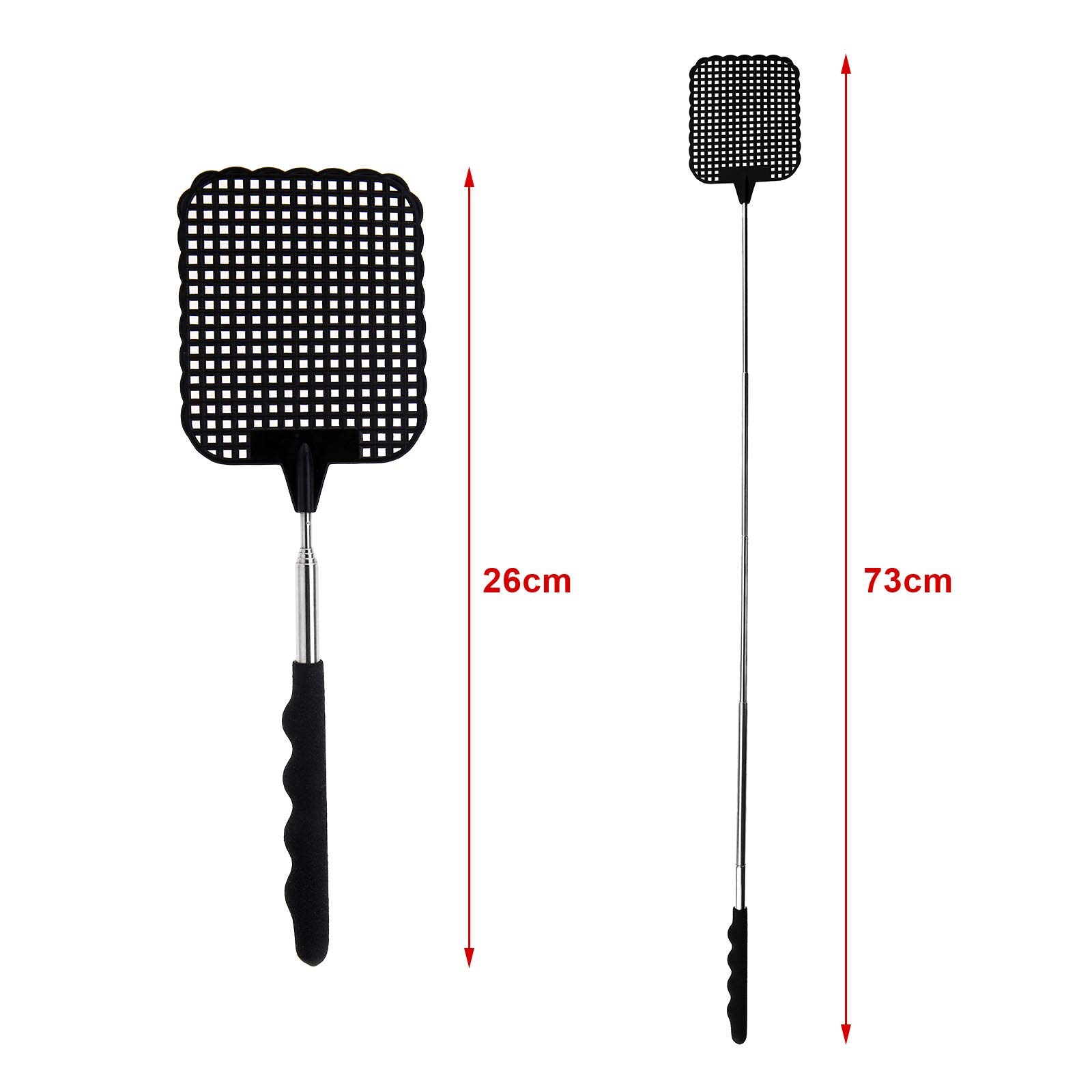 Lot De 4 Tapettes à Mouches Extensibles En Acier - Télescopique, Portable, écolo, Pour Moustiques Et Insectes