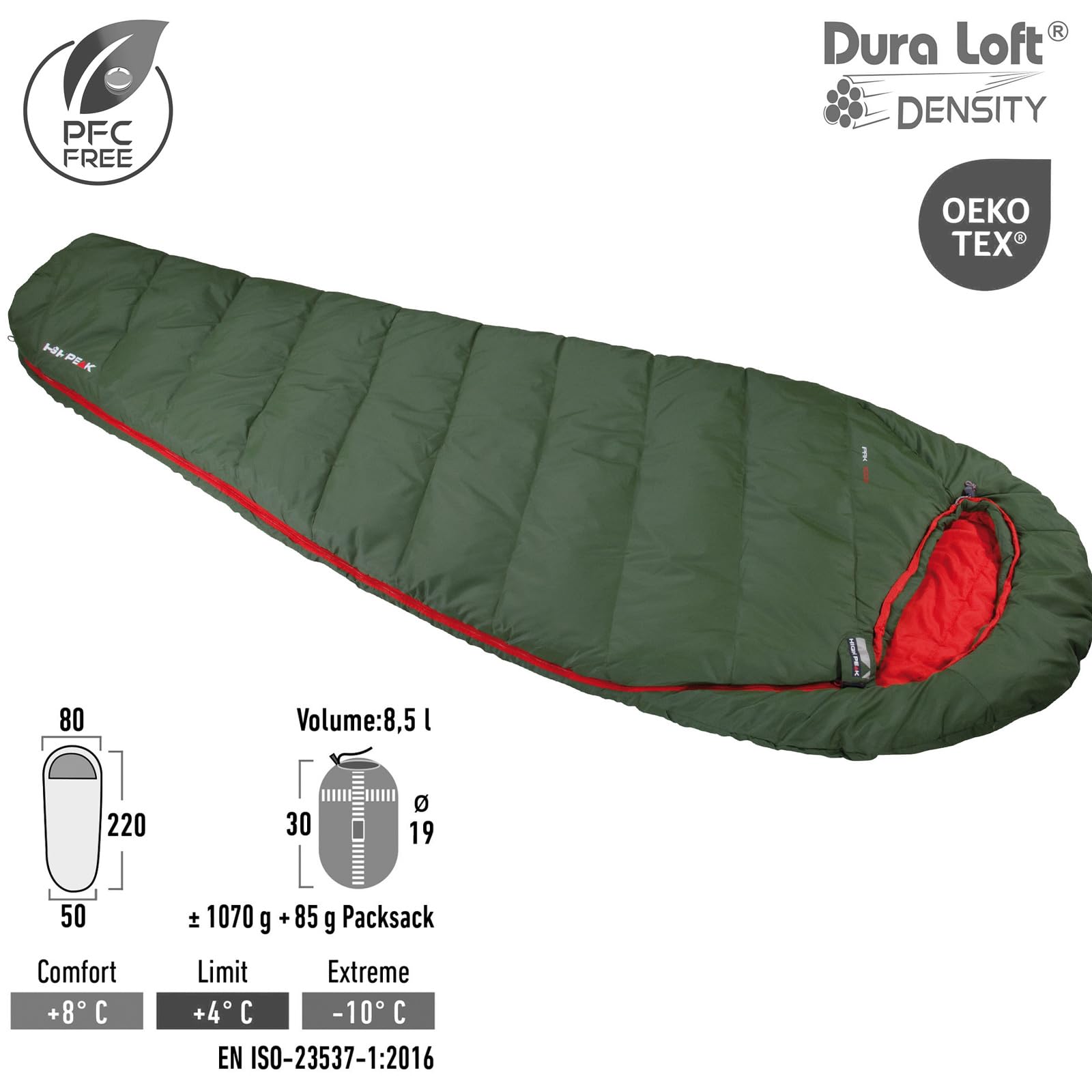 High Peak Pak 1000 Eco - Sacco a pelo leggero per l'estate