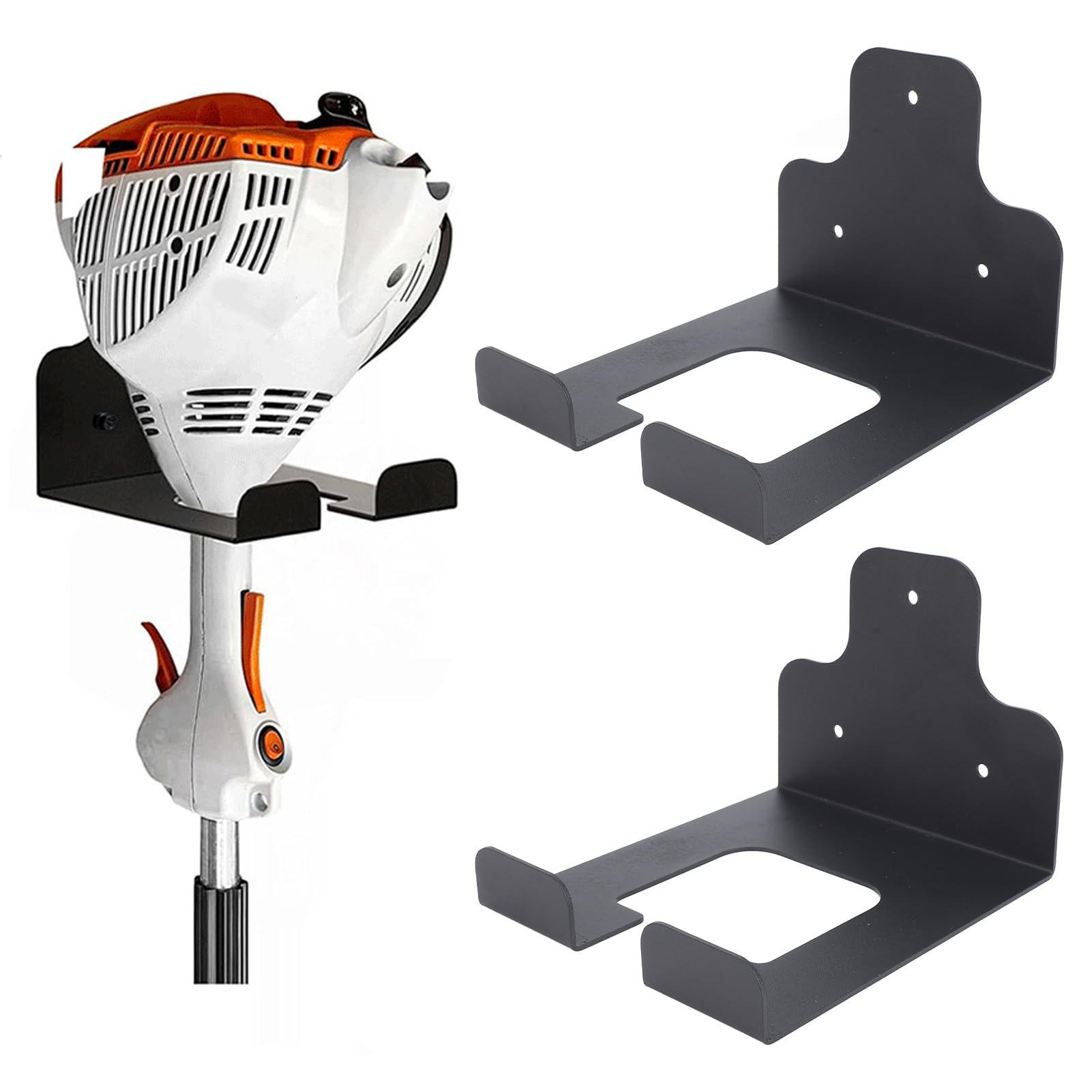 Garagen-Organizer, Trimmer-Rack, hochwertiges, robustes Wandmontage-Aufbewahrungssystem für Gartengeräte, Edelstahl, multifunktionaler Gerätehalter mit Schutzmatten, 2er-Pac