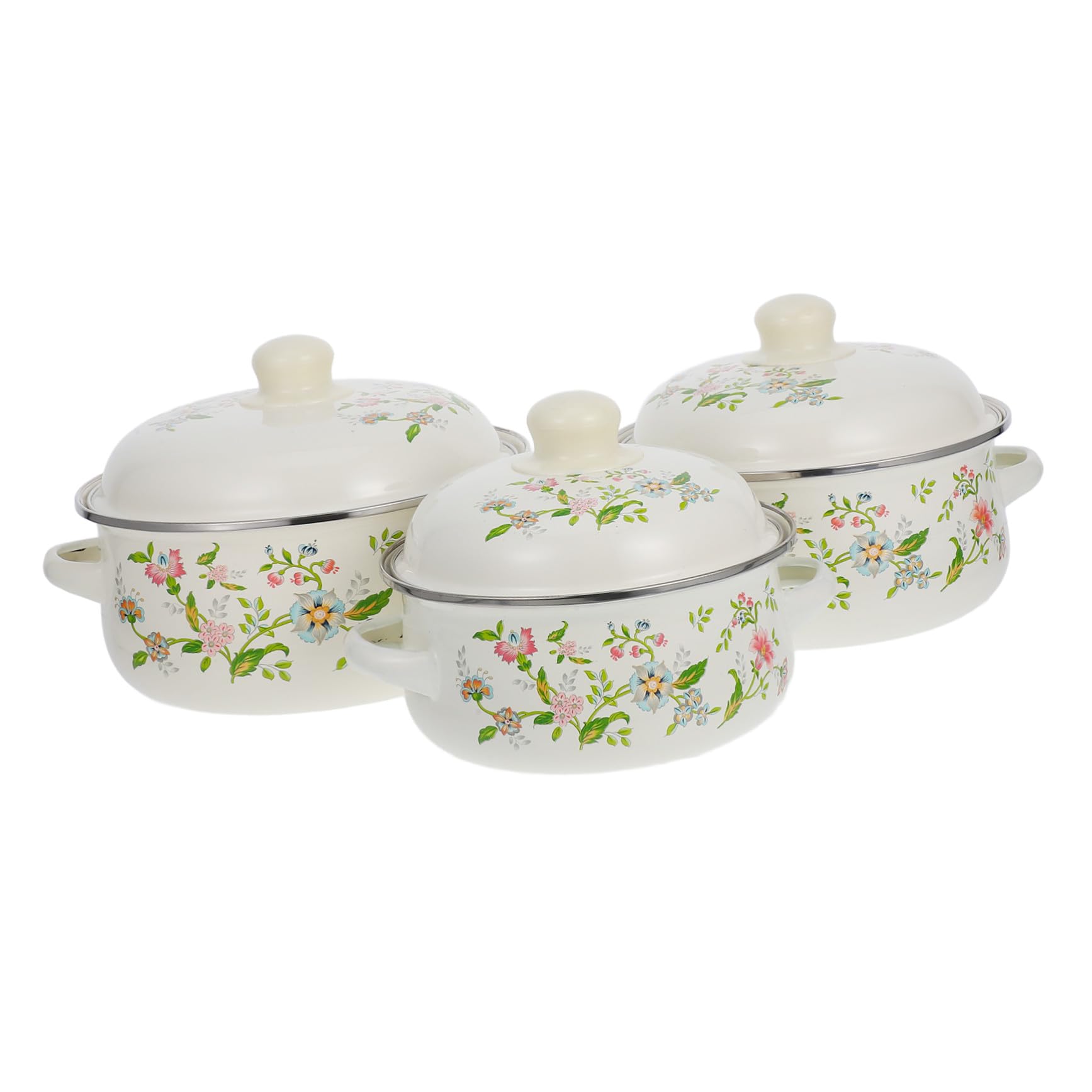 Marmites vintage en émail beige TOYANDONA idéales pour vos grands rassemblements