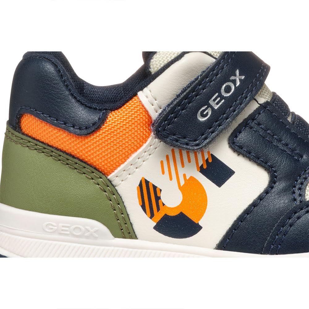 Geox B RISHON Boy A, trampki, granatowy/lt, pomarańczowe, 25 EU, Wielobarwna, 25 EU