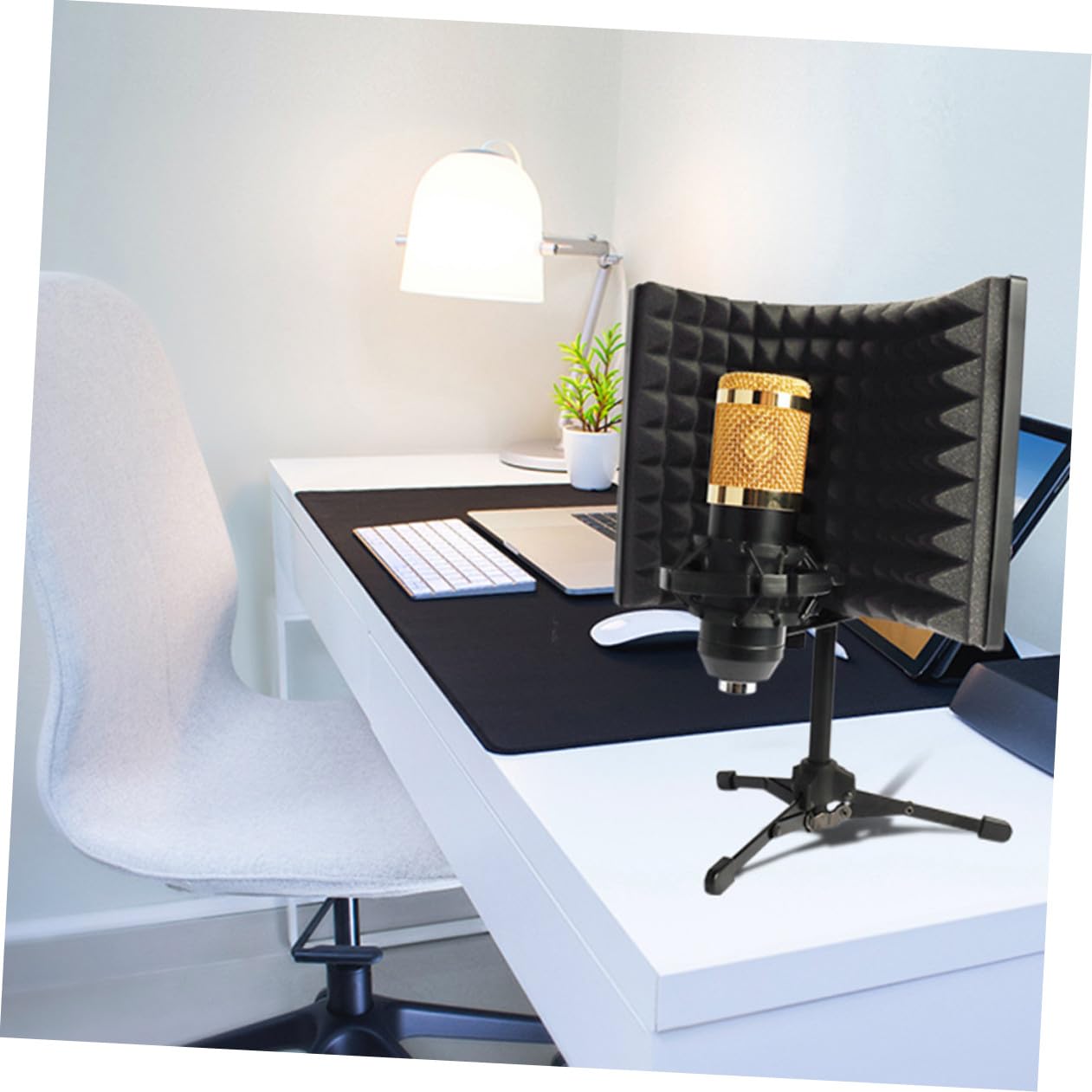 TOYANDONA 1set Microfono Anti-vento Con Schermo Isolante Spugna Per Registrazioni Professionali Karaoke e Broadcast Completo Con Supporto Desktop