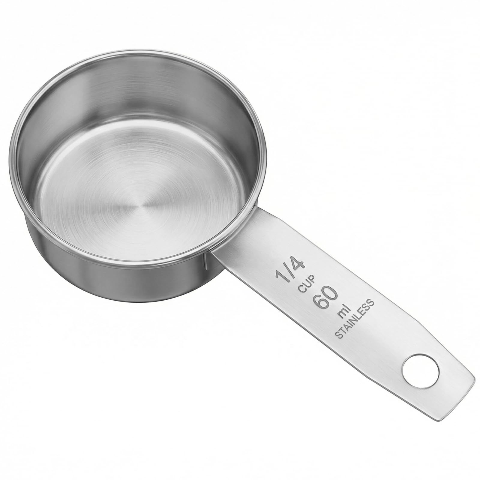 Photo 1 of 1/4 Cup Stainless Steel Measuring Cup, 60 ml Cooking Measure Scoop, 2 oz Measure Cup Tablespoon with Handle for Dry and Wet Food, Metal Coffee Scoop for Cooking Drinking Baking