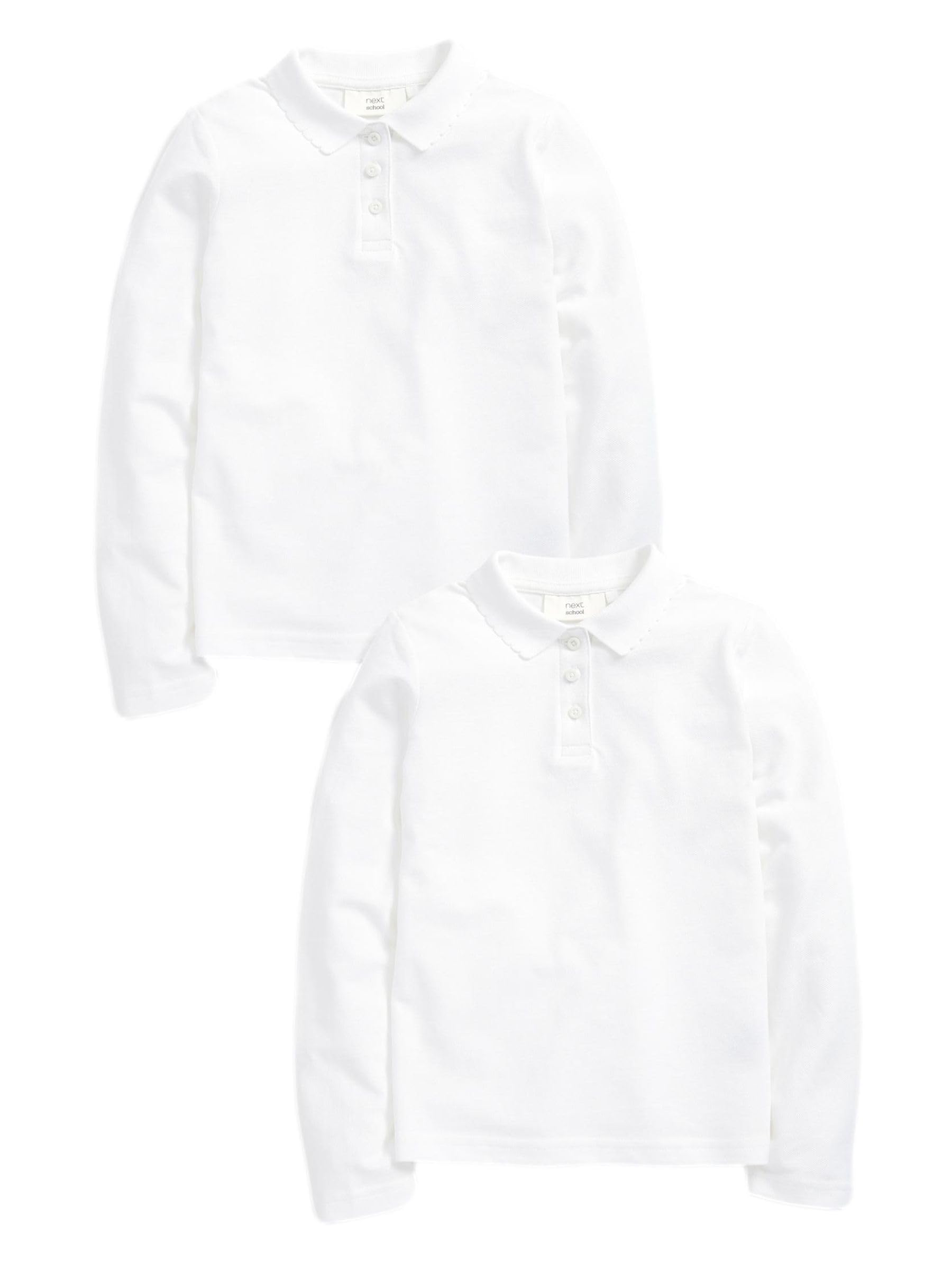 NEXT Fille Polo pour l’école à Manches Longues 100% Coton, Lot de 2