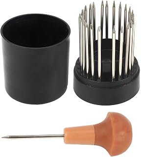 Tnfeeon Jewelry Setting Beading Tool Set, Stainless Steel Stone Setting Kit with 23 Polished Concave Needles and 1 Handle, Storage Box for Jewelers Repair Bead Forming