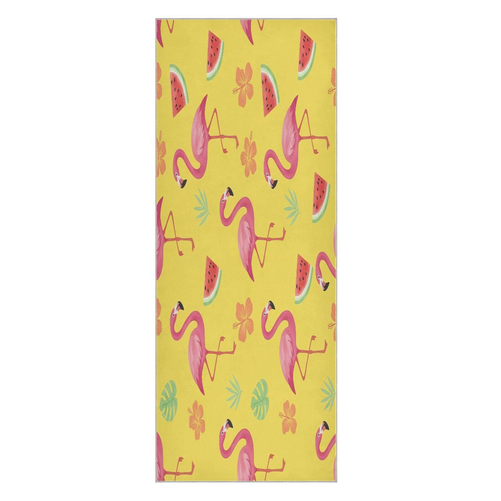 BURSTDDY Flamingos and Watermelons Hot Yoga Towel Absorbent Non Slip Yoga Mat Towel