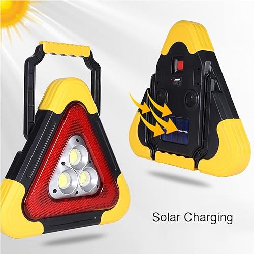 Miniatura 6 de 2 luces LED triangulares de advertencia de emergencia, carga solar, 5 modos, lado de carretera, triángulos, luz de emergencia para automóviles,