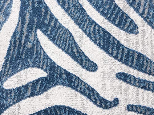 Abani Nova Collection Modern Blue & Grey Zebra Print 7'9" Xx 10'2" Area Rug Rugs Contemporary Style Animal Pattern Rug #TOP4