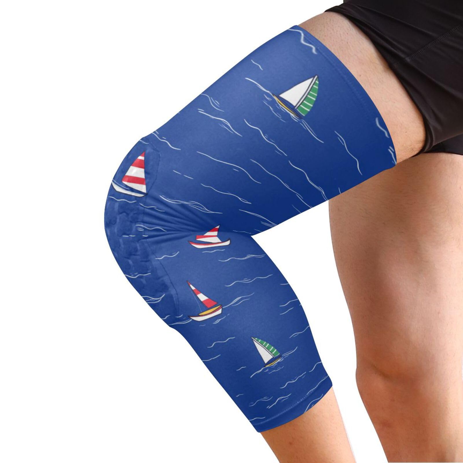 JUNZAN Cartoon Sailboats Basketball Knee Pads for Youth Kids Wrestling Knee Pads with Sleeves Sport Kneepads for Volleyball Football