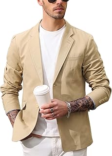Sponsored Ad - PJ PAUL JONES Men's Cotton Twill Blazer Jacket Lightweight Casual Slim Fit Sport Coat