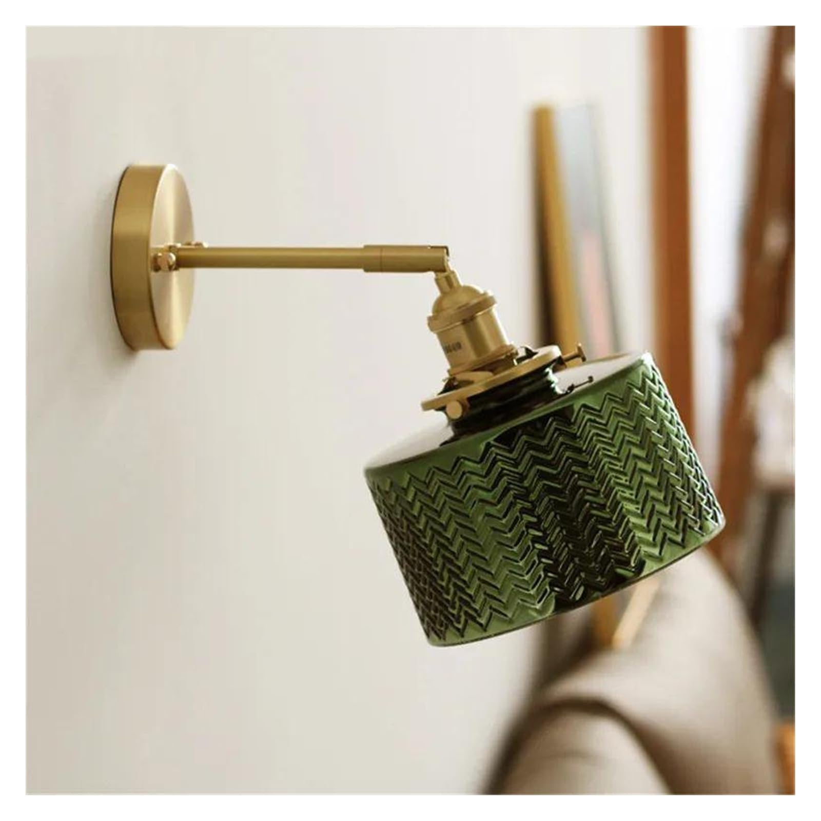 JYBNBBE Wall Sconces, Glass Nordic Wall Lamp Beside Bedroom Bathroom Mirror Light Switch Modern Copper Sconce Lighting Luminaria LED,Green