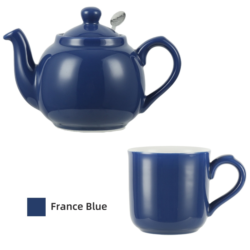 London Pottery Farmhouse - Tetera Con Infusor De Cerámica, Color Azul Francés, 2 Tazas (20.3 Fl Oz