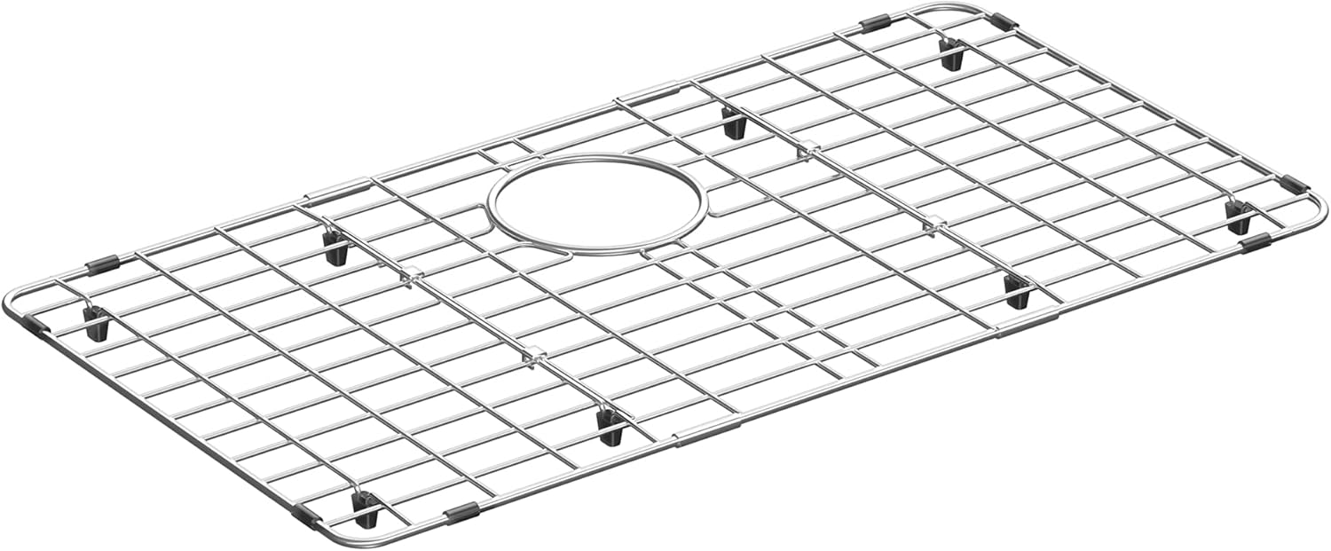 Large Sink Rack,Sink Protector for Kitchen Sink,27-9/16" X 14-9/16",Metal Sink Grate with Rear Drain for Single Bowl,Stainless Steel Sink Grid for Bottom of Sink with Strainer,1 pack