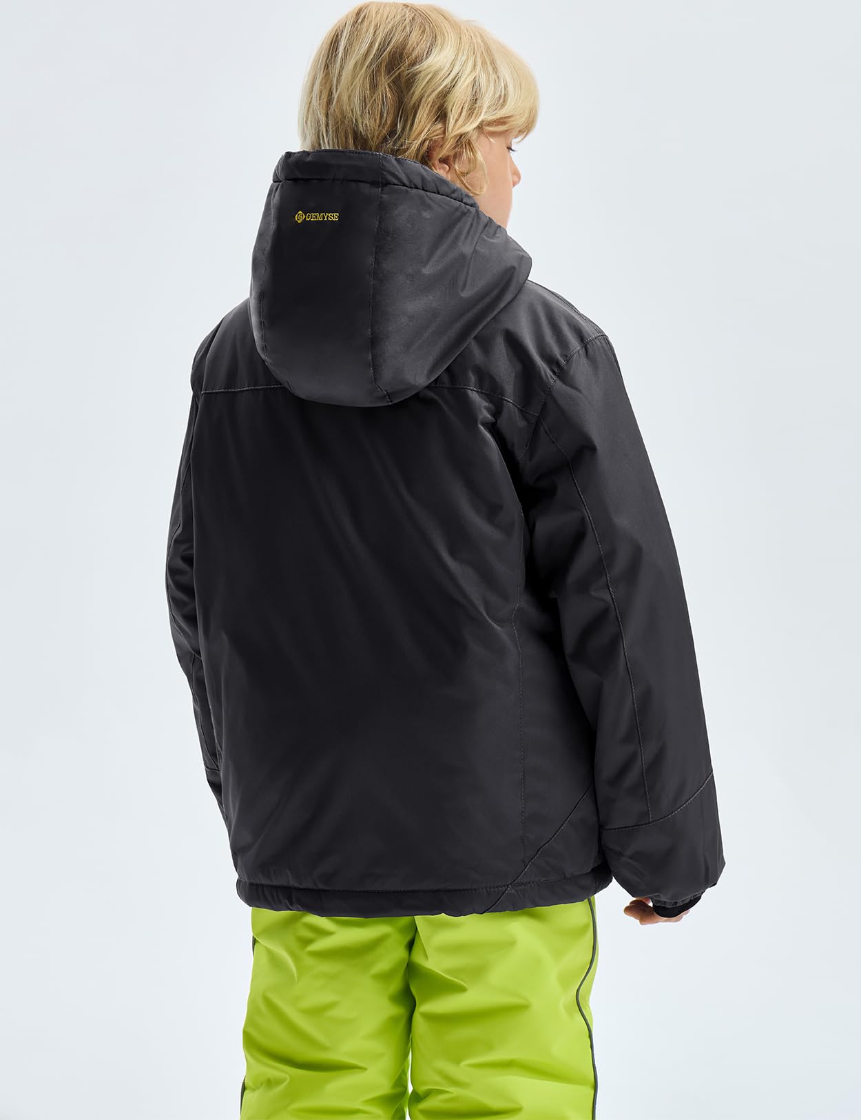 GEMYSE Bambini Giacca da Sci Impermeabile Pile Antivento Giacche Ragazzi invernale Cappotto con Cappuccio