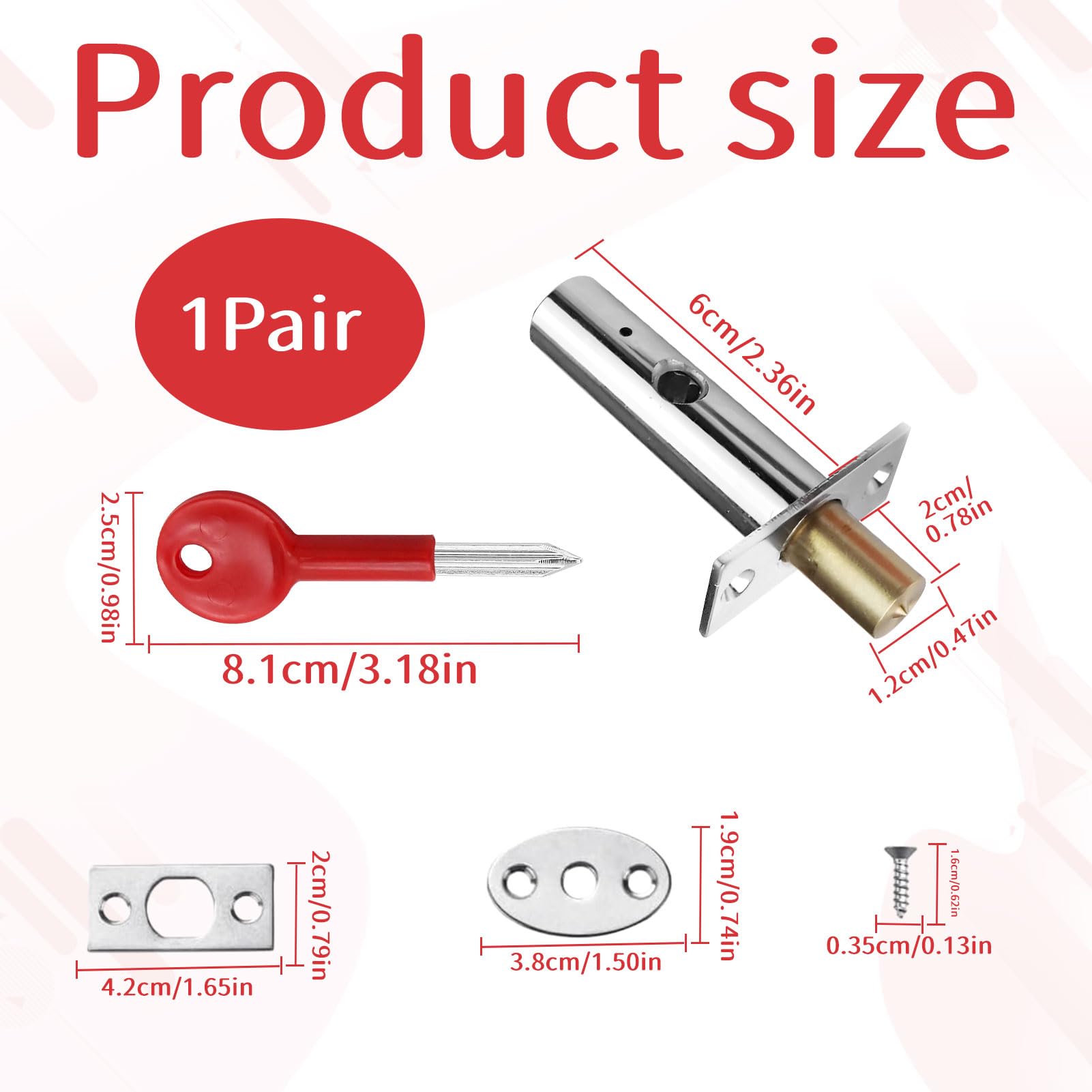 Internal Door Lock with Star Key,1Pcs Stainless Steel Door Locks Internal,Anti-Theft Door Bolts for Internal Doors,Bolt Lock for Internal Door,Door Security Lock,Deadbolt Door Lock(Silver) - Image 2