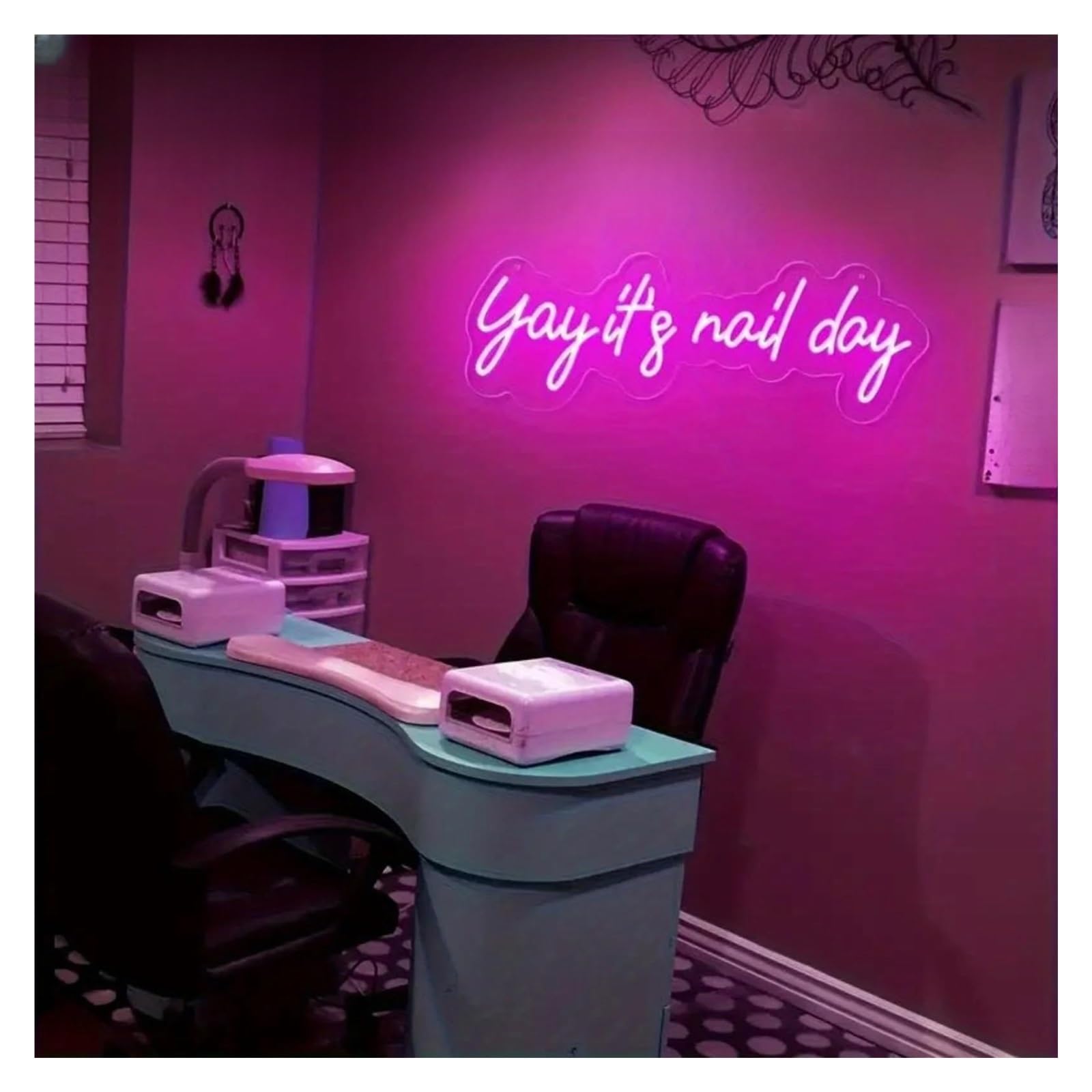 Scritta luminosa Decorazione Da Parete Neon Yay It's Nail Day, Decorazione Per Nail Art Rosa Da Salone, Accessori Neon Per Ragazze 50.8x17.7cm