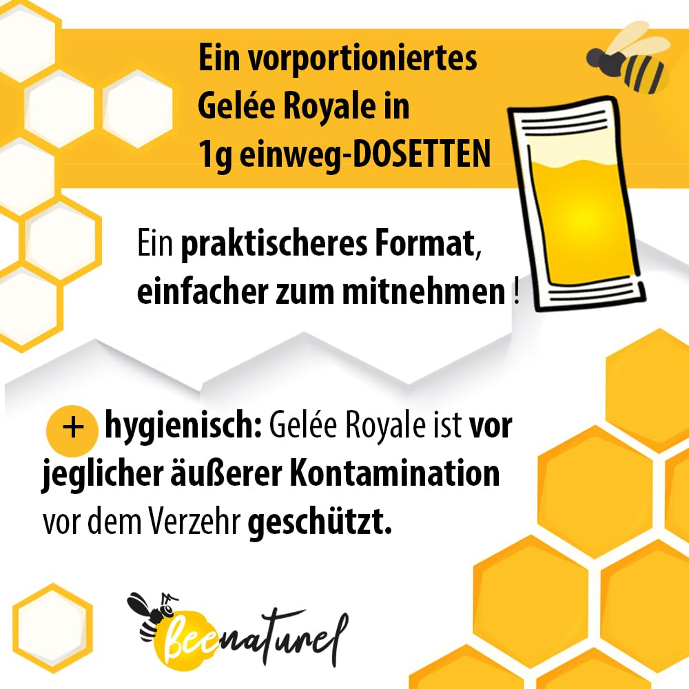 Bio Gelée Royale 120g | 120 Dosiersticks à 1g | 4-Monats-Winterkur | Frisch & rein aus Frankreich | Für Erwachsene & Kinder | 100% natürlich