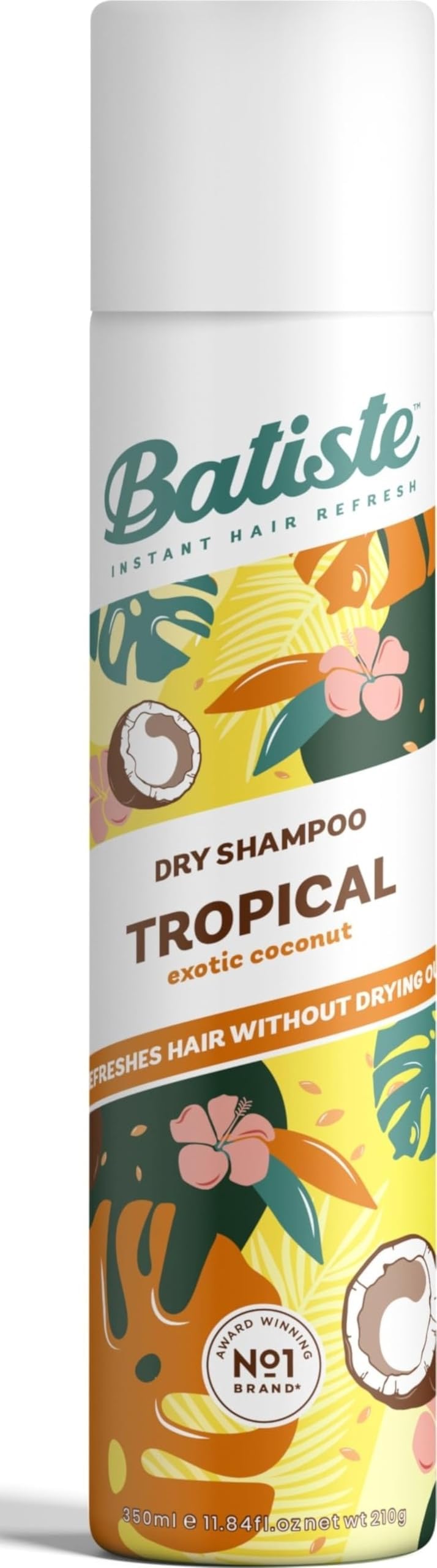 Dry Shampoo Tropical, Coconut & Floral Fragrance, No Rinse Spray 350ml (11.8 oz.) - 2 Pack