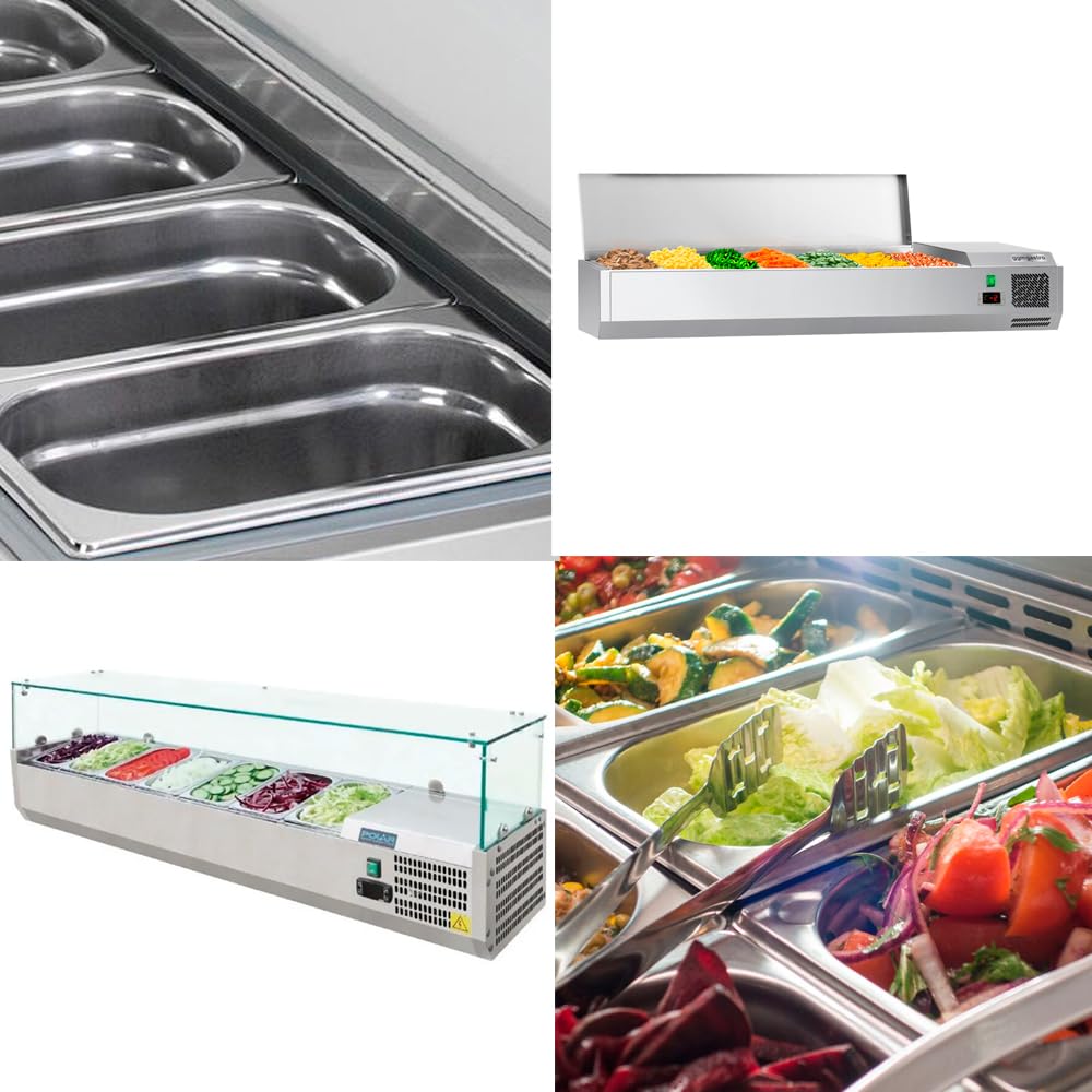 Lot de 6 bacs Gastronorm GN 1/4-100 mm de profondeur en acier inoxydable | plateaux ingrédients | plateaux Gastronorm 1/2 | Récipient GN 1/4 265 x 162 x 100 mm | 2,8 l