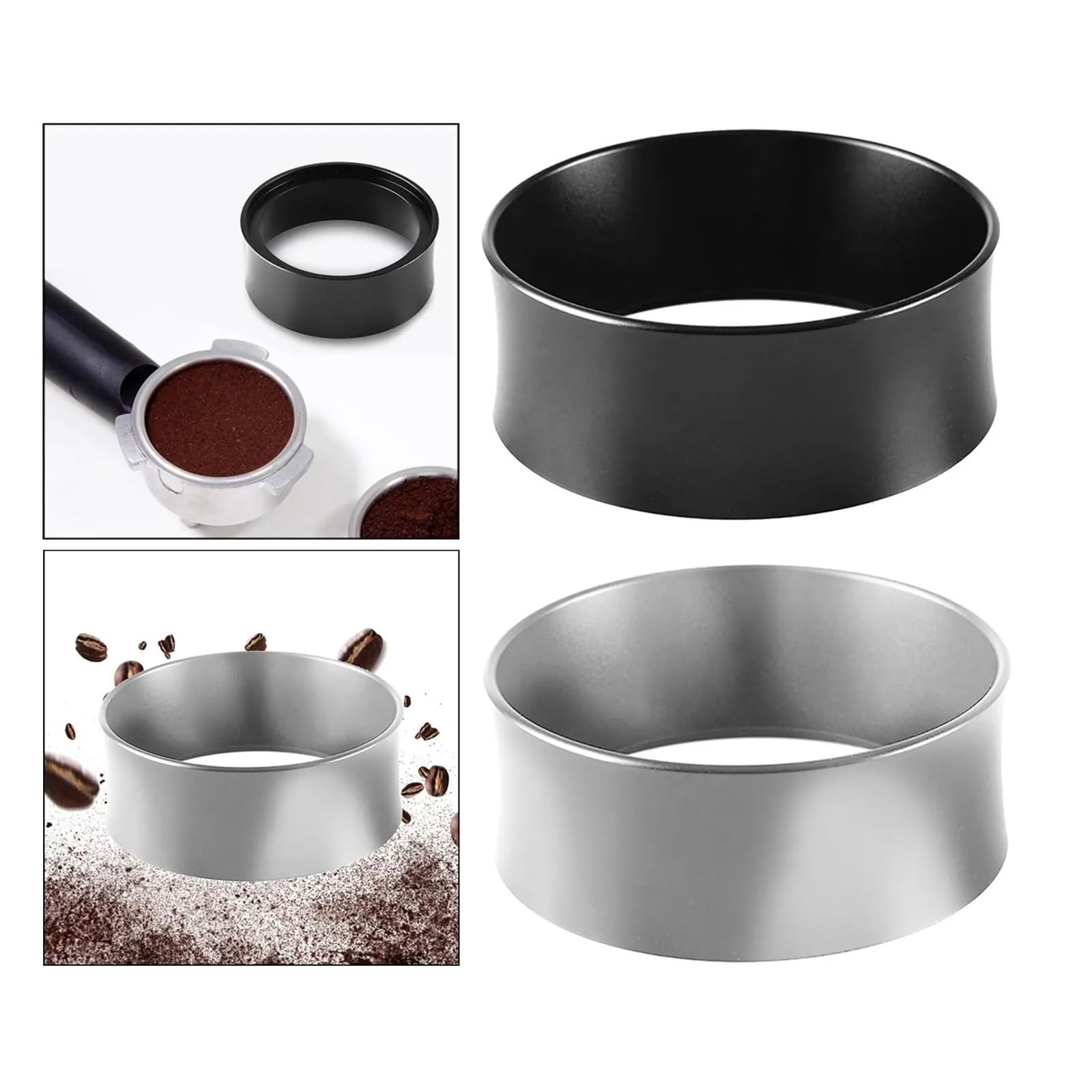 Reemplazo de embudo dosificador de anillos dosificadores de café de 58mm for herramienta Barista Café y té(Silver)