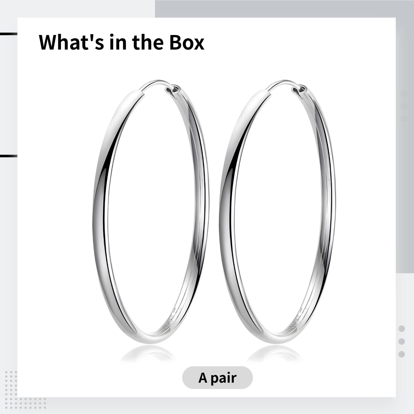 Pendientes de aro minimalistas de plata de ley 925, aros redondos de 1.18 pulgadas, pulidos para orejas sensibles, 30 mm para uso diario