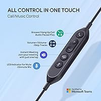 Vista 5 de Yealink Auriculares UH42 USB-C/A con micrófono para computadora PC, auriculares con cable certificados por equipos, micrófono con cancelación