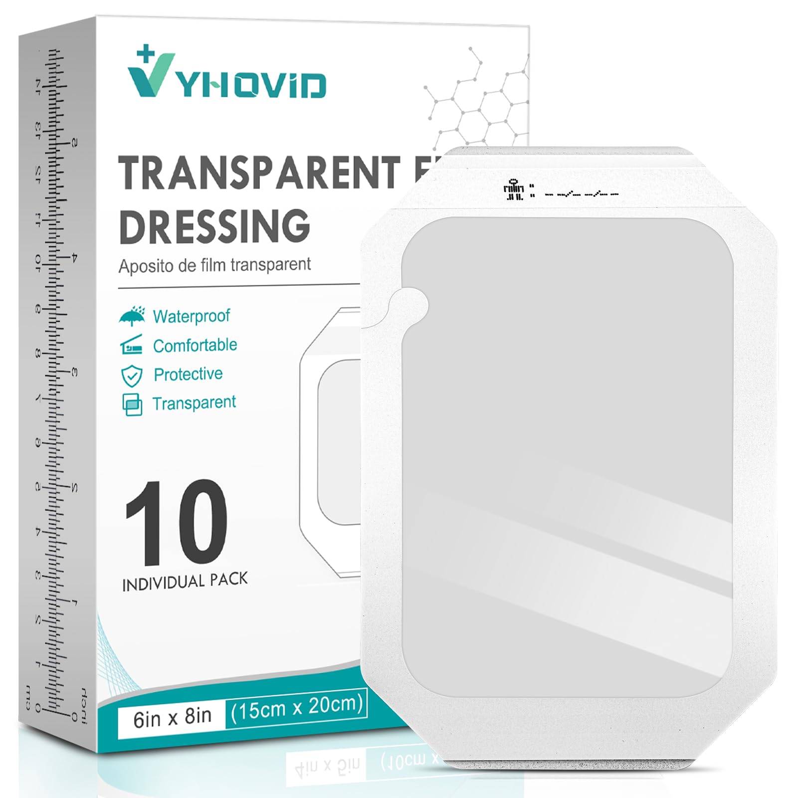 Photo 1 of 10 Packs Transparent Film Dressing 6'' x 8'' - Waterproof Bandages for Swimming, Showering, Wounds, Post Surgical Shower or IV Shield, Tattoo Aftercare Bandage, Scar Therapy, Adhesive Patches