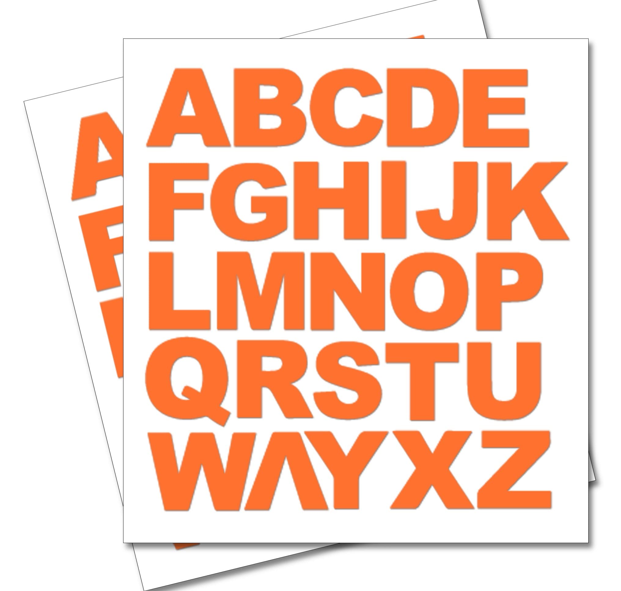 2 x Set of Full Alphabet Giant Orange Letters - Removable Self Adhesive Waterproof Durable Vinyl Stickers - Cut to The Sticker Shape - Size 100mm