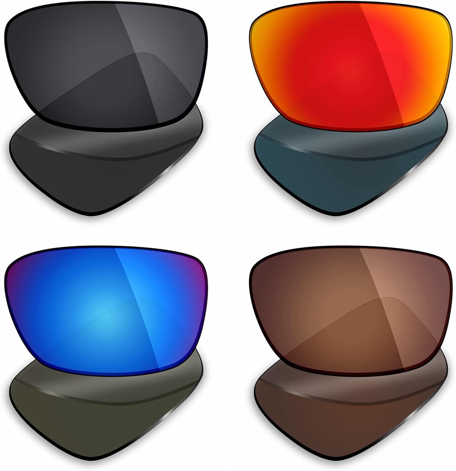 Mryok 4 Pair Polarized Replacement Lenses for Oakley Drop Point Sunglass - Stealth Black/Fire Red/Ice Blue/Bronze Brown