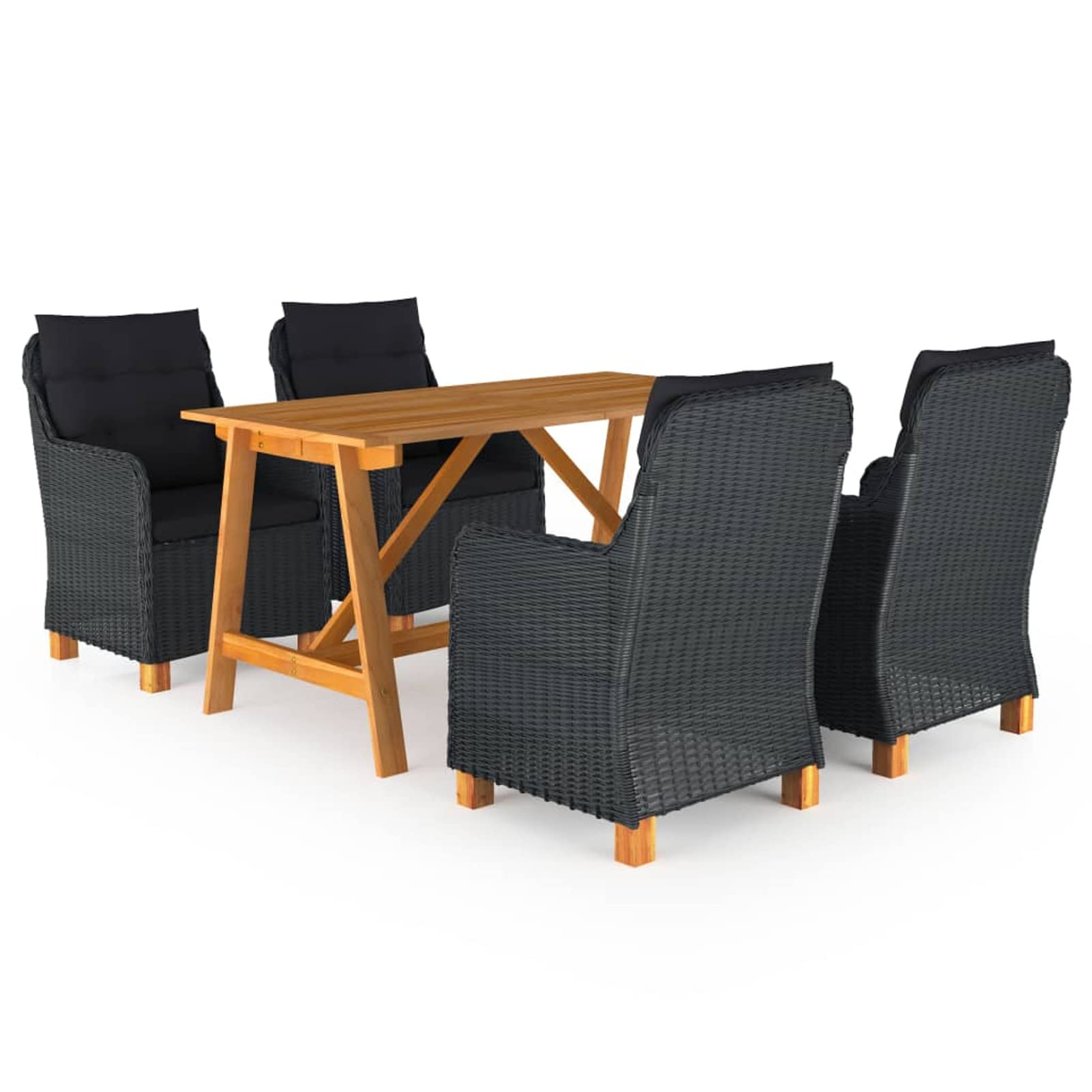 Juego de Comedor para jardín de 5 Piezas Gris Oscuro Mesa Jardin Exterior Conjunto Mesa Y Sillas Jardin - 3068789