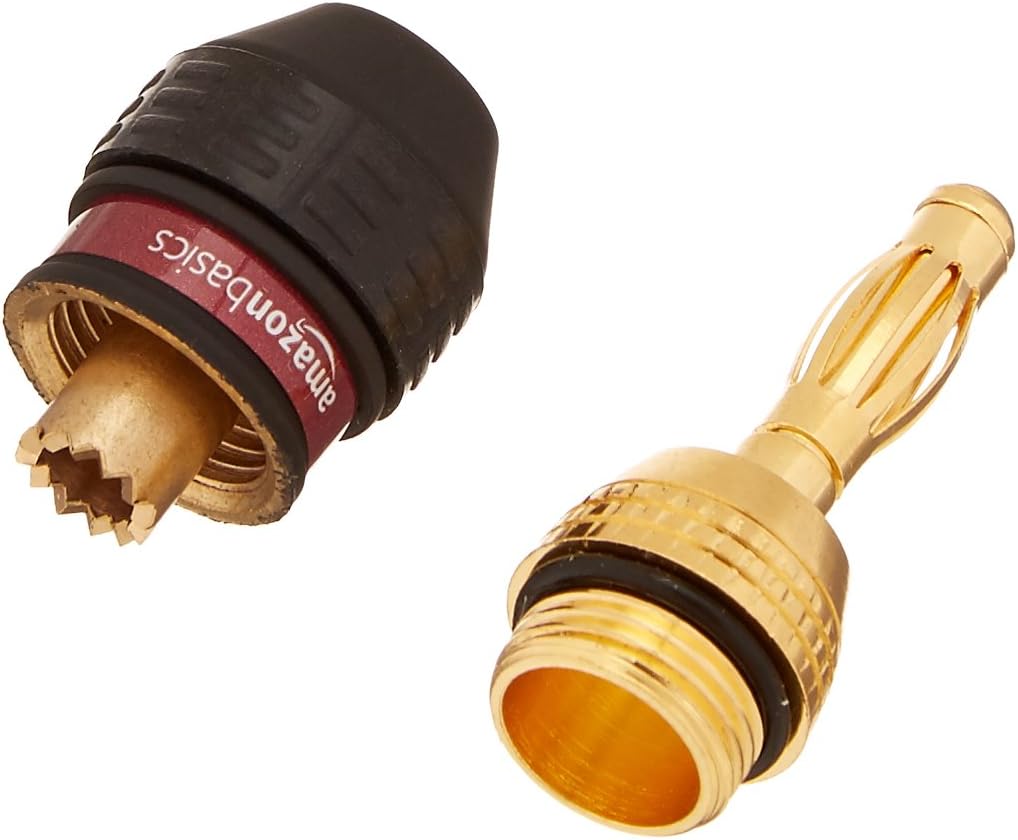 Amazon Basics Banana Plug Speaker Connectors, 6 Pairs (12 Pieces), 0.54 inches x 0.54 inches x 1.62 inches, Black