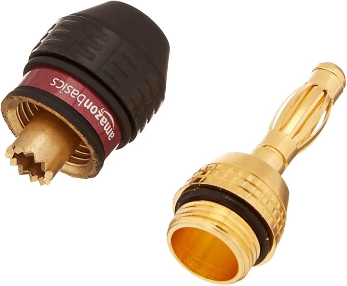 Amazon Basics Banana Plugs, 1.27 x 1.27 x 3.30 cm, 6 pairs (12 count), Black