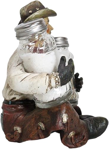 Miniatura 5 de Ebros Gift Country Rustic Western Howdy Wrangler Cowboy con chaps sentado piernas cruzadas salero y pimienta juego de figuritas rancho salvaje oeste